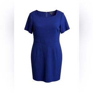 St. John Royal Blue Santana Knit Dress Short Sleeve Knee Length 16 EUC